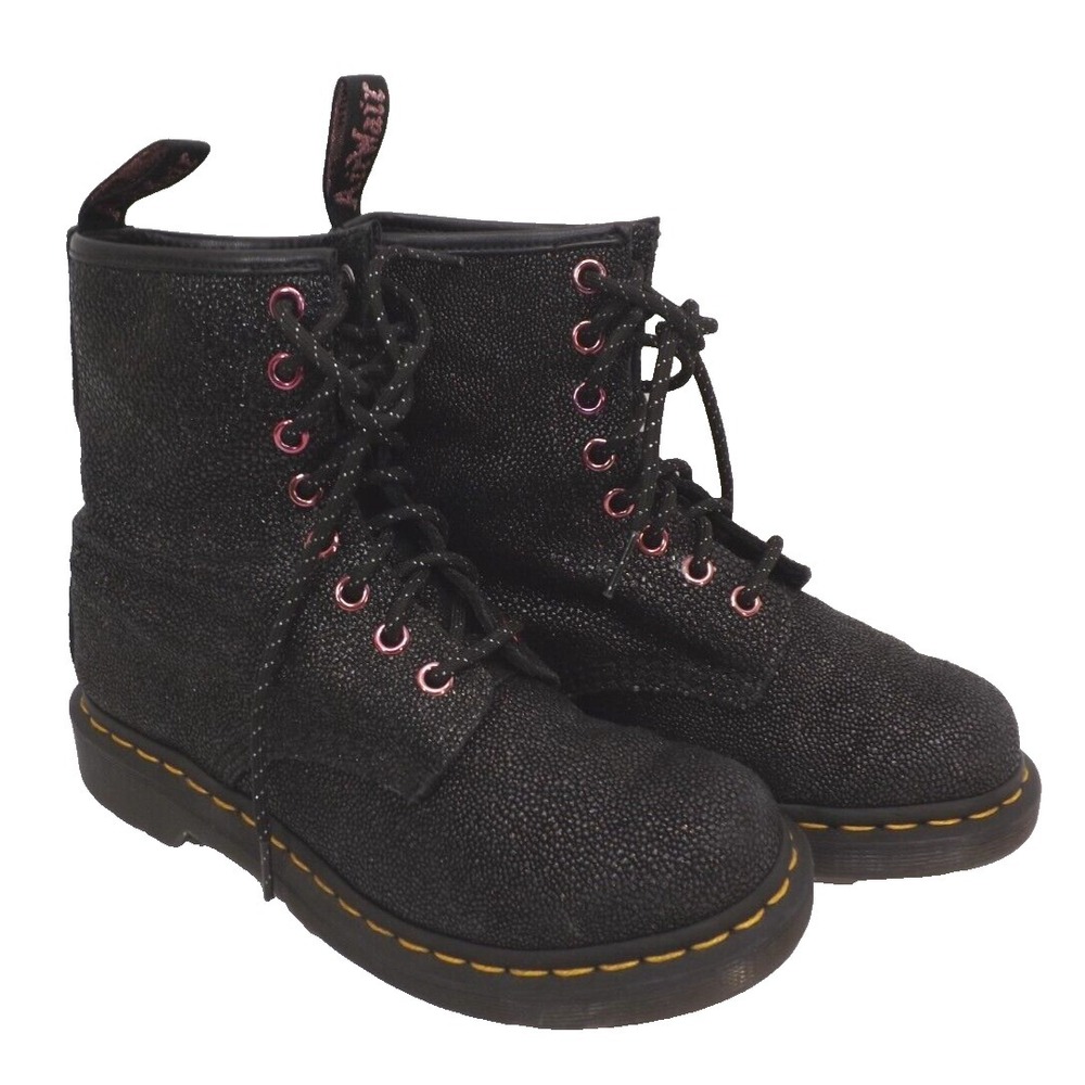 Dr DOC Martens Black Bejeweled Sparkle # 27655 Soft Leather Boots-Women's Size 6